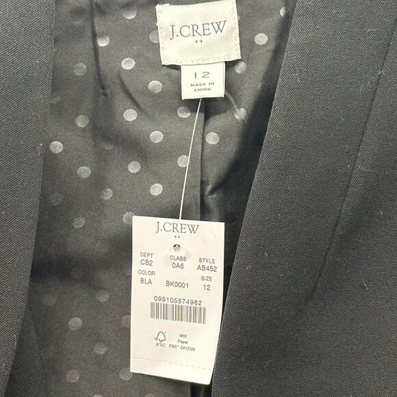 J Crew Blazer Womens 12 Black Broadway Jacket Minimalist Preppy Career NWT - Picture 3 of 9